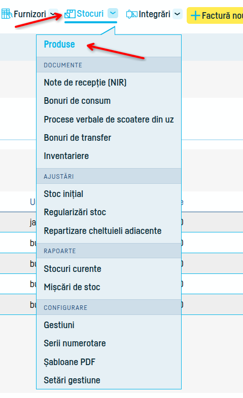 Gestiunea stocurilor: produse urmărite și neurmărite pe - pasul 2